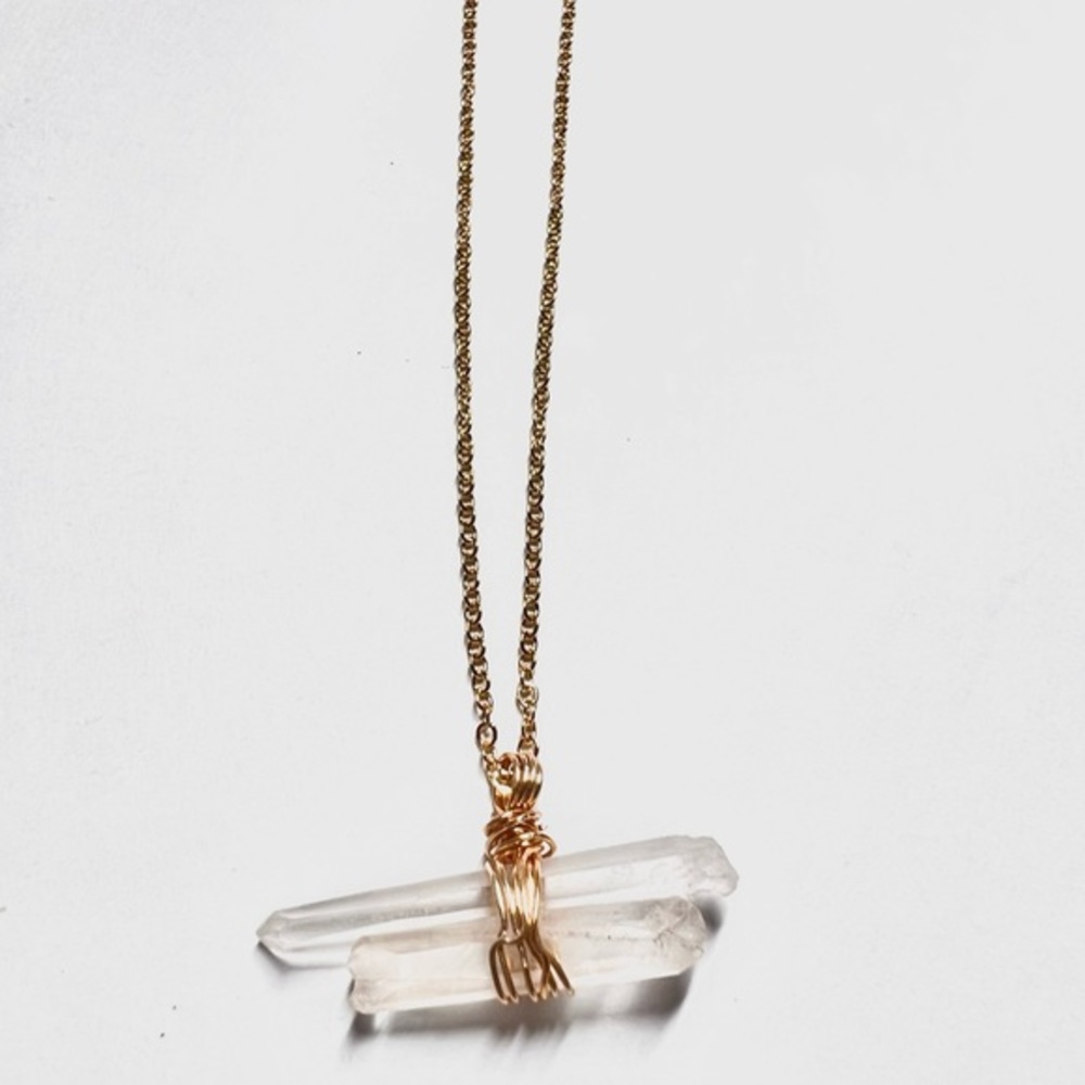 Handwrapped quartz necklace